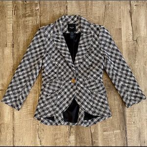 Smythe Tweed Blazer Leather Elbow Patches Black 2